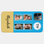 Voeg 4 foto's toe initiaal naam geel en blauw Case-Mate iPhone case (Achterkant (horizontaal))