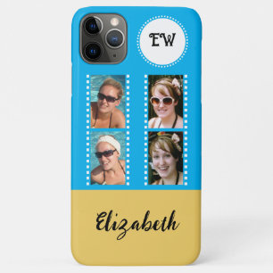 Voeg 4 foto's toe initiaal naam geel en blauw Case-Mate iPhone case