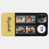 Voeg 4 foto's toe initiaal naam geel en zwart Case-Mate iPhone case (Achterkant (horizontaal))