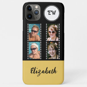 Voeg 4 foto's toe initiaal naam geel en zwart Case-Mate iPhone case