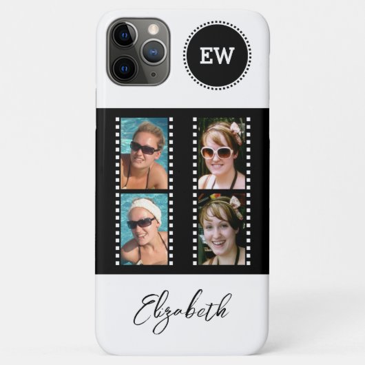 Voeg 4 foto's toe initialen en noem zwart-wit Case-Mate iPhone case (Achterkant)