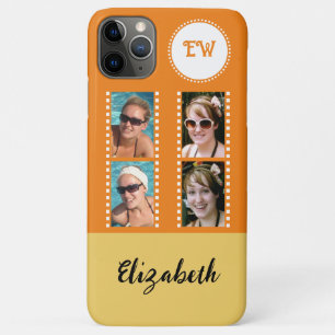 Voeg 4 foto's toe initialen noemen geel en oranje Case-Mate iPhone case
