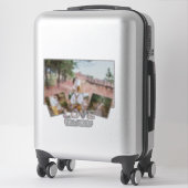 Voeg 4 FOTO's Toe Rustieke Bloem NIEUWGETROUWDE HU Sticker (Koffer)