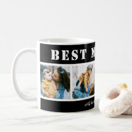 Voeg 4 foto's toe Zwart koffiekopje Beste moeder o Koffiemok