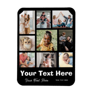 Voeg 9 foto's en je favoriete bijschriftmagneet to magneet