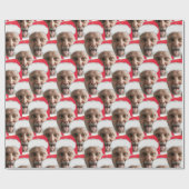 Voeg aangepast gezicht foto Funny Santa Fun toe Cadeaupapier (Vlak)
