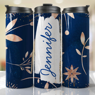 Voeg aangepaste naam Marine Floral Unique Gift Thermosbeker