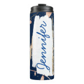 Voeg aangepaste naam Marine Floral Unique Gift Thermosbeker (Voorkant)