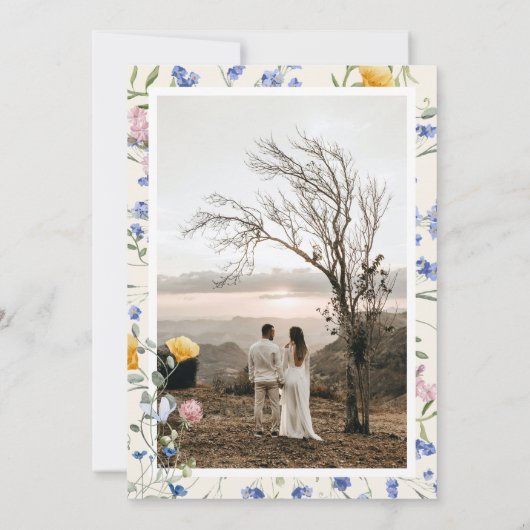 Voeg Afbeelding & Aquarel wilde bloemen weide Brui Save The Date (Achterkant)