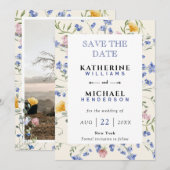 Voeg Afbeelding & Aquarel wilde bloemen weide Brui Save The Date (Voorkant / Achterkant)