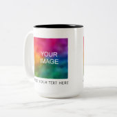 Voeg Afbeelding Foto Business Logo Creëer toe Tweekleurige Koffiemok (Voorkant links)
