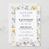 Voeg Afbeelding Toe & Aquarel wilde bloemen weide Save The Date (Voorkant)