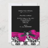 Voeg Age Birthday Party Pink Damask Black White to Kaart (Achterkant)