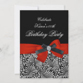 Voeg Age Birthday Party Red Damask Black toe Kaart (Voorkant)