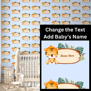 Voeg Baby Naam Schattige Baby Tiger teken toe Behang