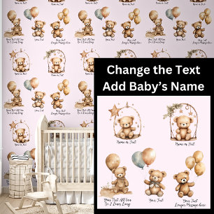 Voeg Baby naam & tekst, Schattigee teddyberen ball Behang