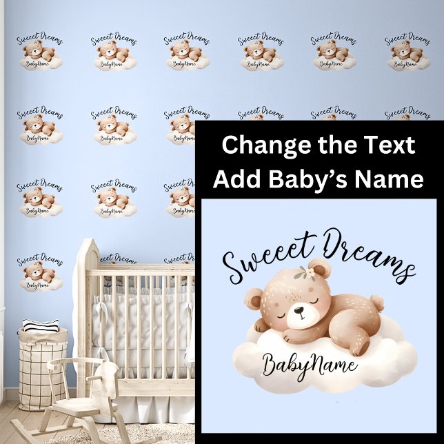 Voeg Baby-naam toe, verander tekst, Schattigee Ted Behang (Creator heeft geüpload)