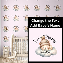 Voeg baby naam toe, verander tekst, Slaapkitten Behang