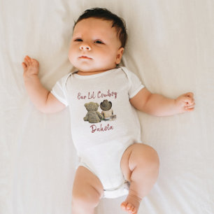 Voeg baby's naam toe aan deze Cowboy en Teddybeer Romper