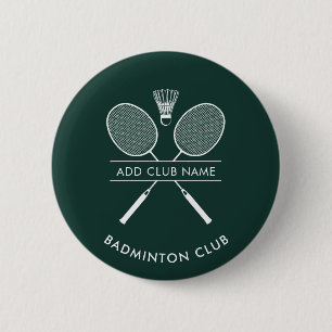 Voeg Badminton Club Naam Rackets Pictogram Custom  Ronde Button 5,7 Cm
