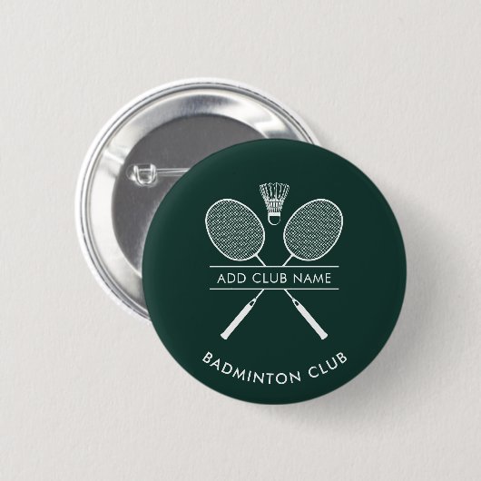 Voeg Badminton Club Naam Rackets Pictogram Custom Ronde Button 5,7 Cm (Voorkant /achterkant)