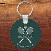 Voeg Badminton Club Naam Rackets Pictogram Custom Sleutelhanger (Voorkant)