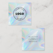 Voeg Bedrijf toe Logo Holografisch Script Modern Vierkante Visitekaartje (Voorkant / Achterkant)