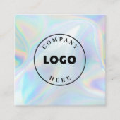 Voeg Bedrijf toe Logo Holografisch Script Modern Vierkante Visitekaartje (Voorkant)