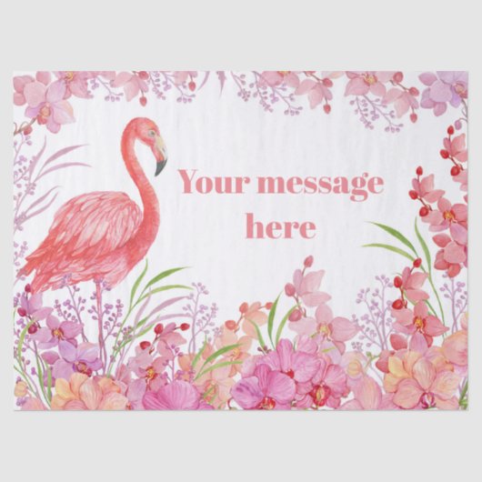 voeg bericht toe roze flamingo strand party tissue tissuepapier (Voorkant)