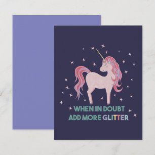 Voeg bij twijfel meer glitter toe - Unicorn Quote Notitiekaartje