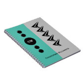 Voeg blauwgroen de naam van initialen en grijs toe notitieboek (Rechterzijde)