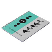 Voeg blauwgroen de naam van initialen en grijs toe notitieboek (Linkerzijde)