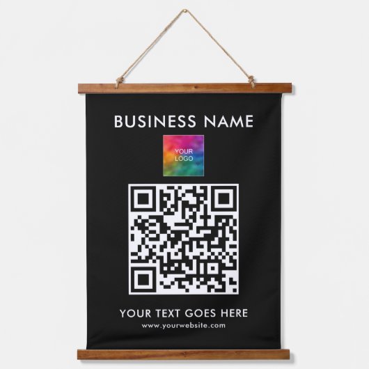 Voeg Business Company Logo Tekst aangepaste QR-cod Hangend Wandkleed (Voorkant)