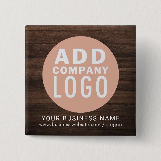 Voeg Business Logo Company medewerkers Rustic Cust Vierkante Button 5,1 Cm (Voorkant)