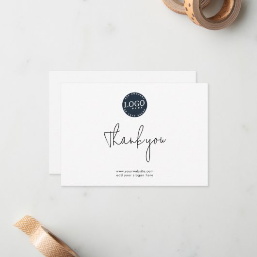 Voeg Business Logo en Company Website Dank u Notitiekaartje (Voorkant / Achterkant in situ)