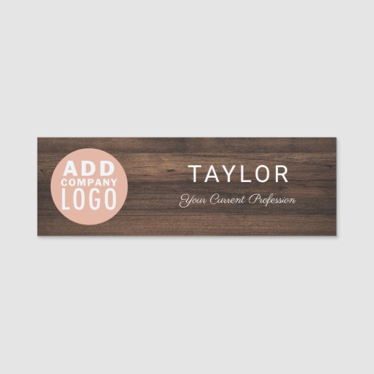Voeg Business Logo Rustic Company Employee toe Naamplaatje (Voorkant)