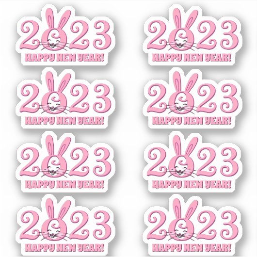 Voeg Chinees Nieuwjaar 2023 Jaar van Rabbit Pink t Sticker (Voorkant)