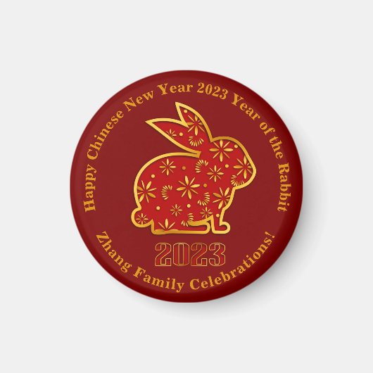 Voeg Chinees nieuwjaar 2023 Rabbit Gold 1,5 inch t Magneet (Voorkant)