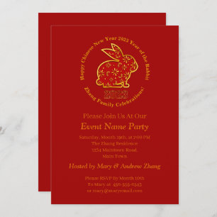 Voeg Chinees nieuwjaar 2023 Rabbit Gold toe Kaart