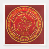 Voeg Chinees nieuwjaar 2023 Rabbit Red Gold toe Servet (Voorkant)