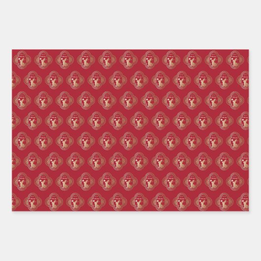 Voeg Chinees nieuwjaar konijn-gouden rood 2023 toe Inpakpapier Vel (Voorkant 2)