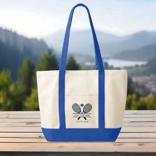 Voeg clubnaam Tennis Team Swag Navy Blue Tote Bag