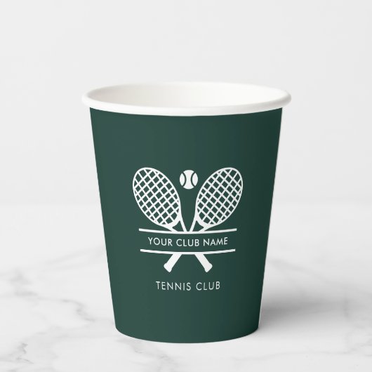 Voeg clubnaam Tennis Team White Logo toe Papieren Bekers (Achterkant)