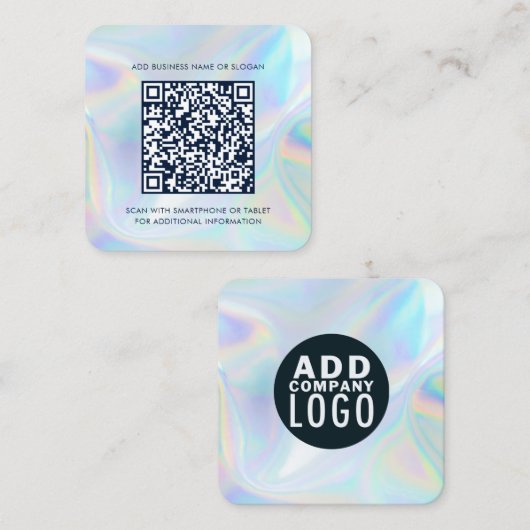 Voeg Corporate Logo en QR Code Holographic toe Vierkante Visitekaartje (Voorkant / Achterkant)