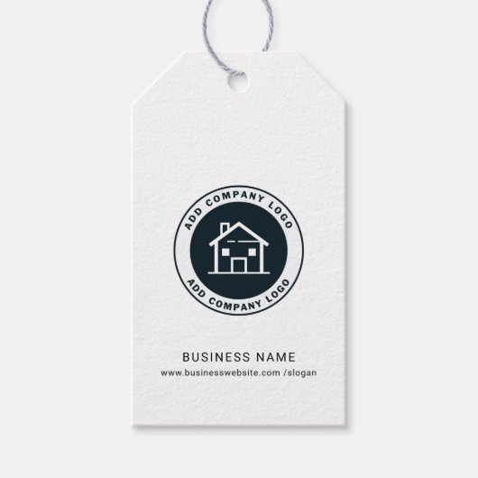 Voeg Custom Business Logo Real Estate Agent Compan Cadeaulabel (Voorkant)