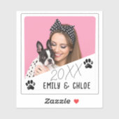 Voeg Custom Pet Photo Naam & Jaar Schattige Dog Mo Sticker (Vel)