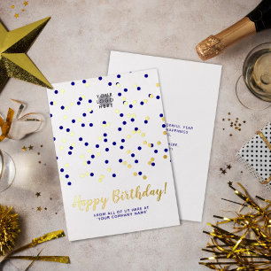 Voeg daar Logo Gold Foil Blue Confetti Birthday aa Folie Uitnodiging