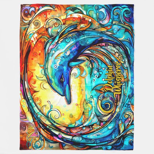 Voeg de Abstracte Dolfijnen van de NaamTekst toe d Fleece Deken (Voorkant)