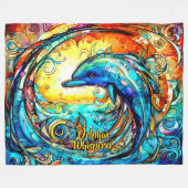 Voeg de Abstracte Dolfijnen van de NaamTekst toe d Fleece Deken (Voorkant (Horizontaal))