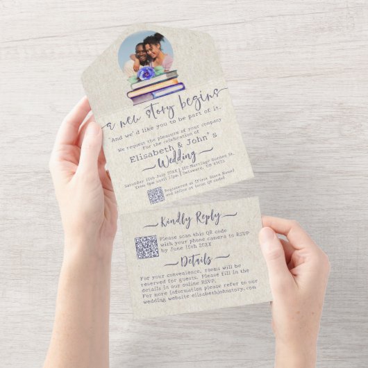 Voeg de Boeken van de Foto & het Berichten van de  All In One Uitnodiging (Afscheurbaar)